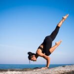 a woman doing yoga